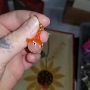 🌻VINTAGE GLASS HANDMADE Fish Earrings